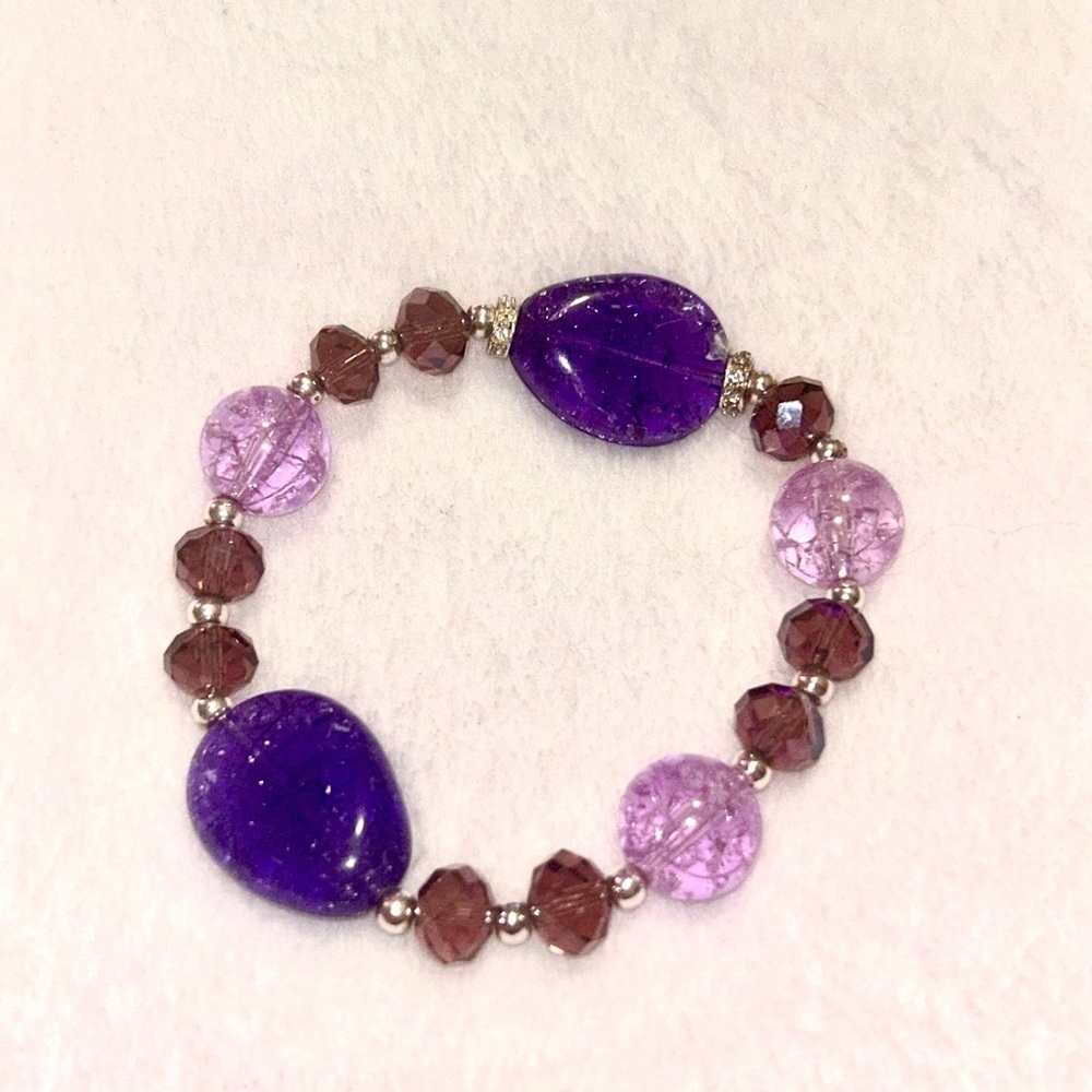 ❤️2/$15 Purple Pink Brown beaded bracelet